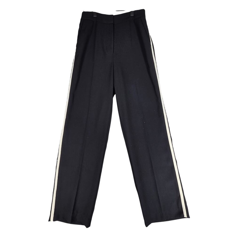 JASON WU WOMEN'S BLACK FLAT FRONT STRIPED PANT SLACKS – SIZE 2 – GLITTER DETAIL